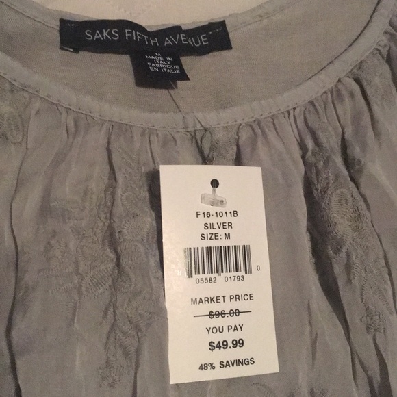 Saks Fifth Avenue Cold Shoulder Silk Top - Picture 4 of 4